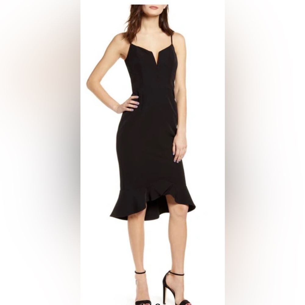 BARDOT KRISTEN FLOUNCE DRESS IN BLACK Size 4 NWT